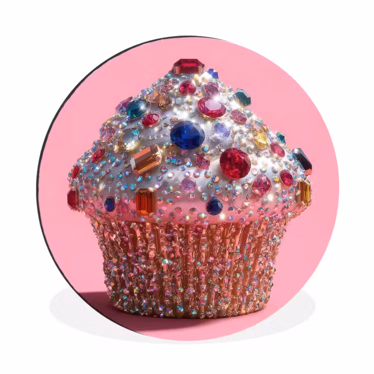 Wandcirkel - Aluminium - Cupcake - Kleurrijk - Edelstenen — 1