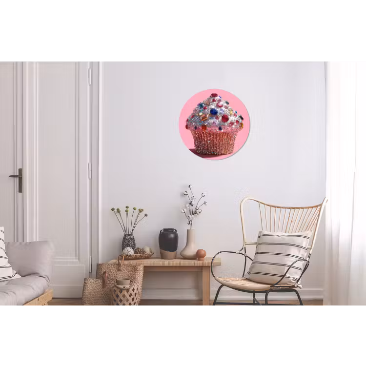 Wandcirkel - Aluminium - Cupcake - Kleurrijk - Edelstenen — 2