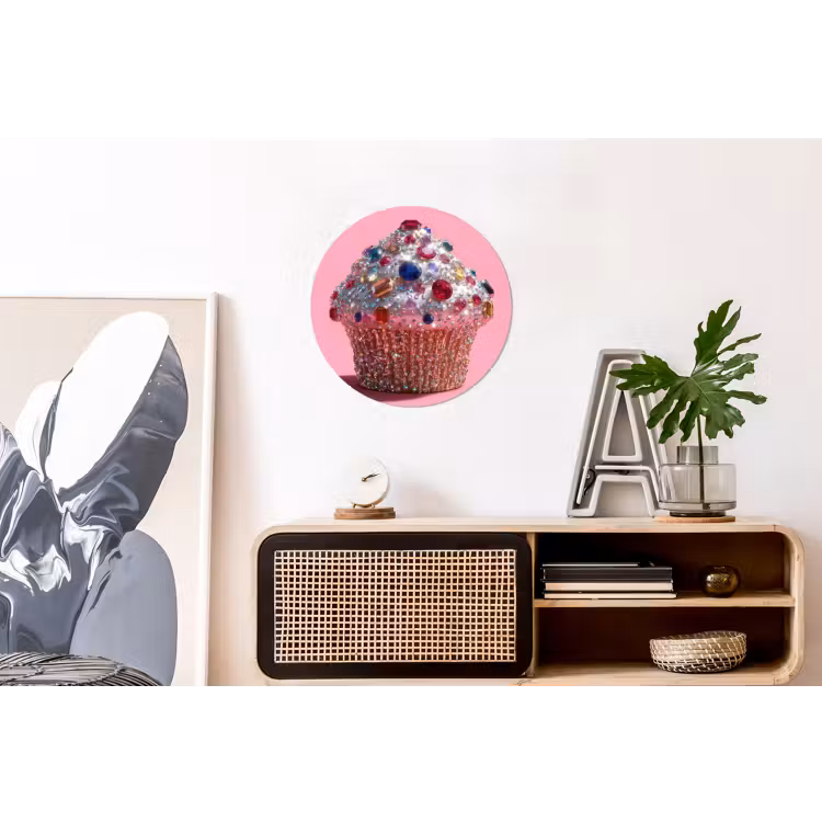 Wandcirkel - Aluminium - Cupcake - Kleurrijk - Edelstenen — 3