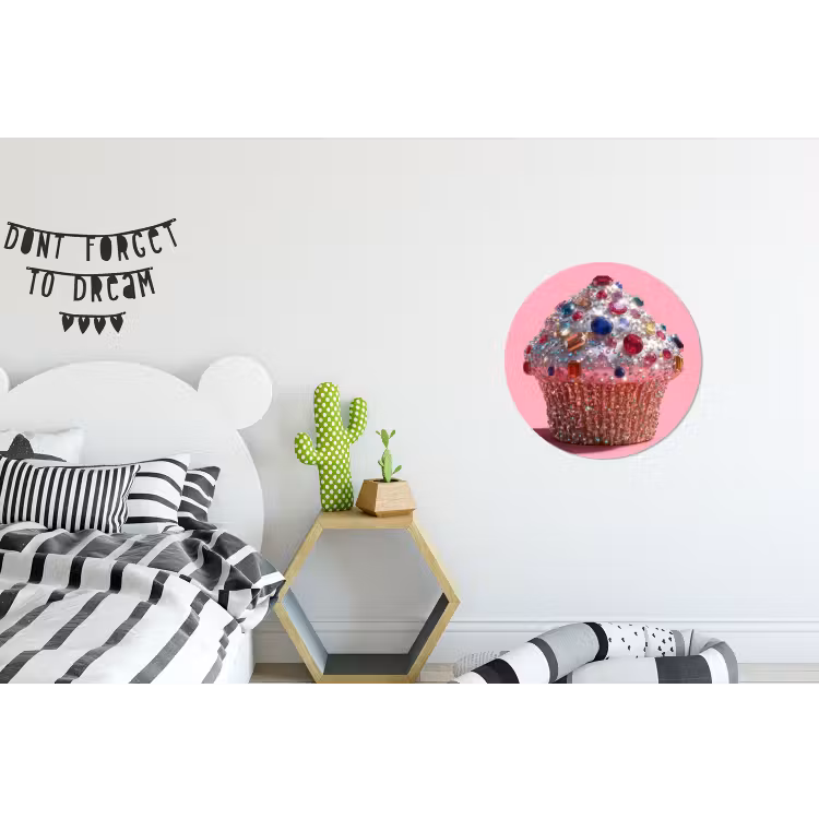 Wandcirkel - Aluminium - Cupcake - Kleurrijk - Edelstenen — 5