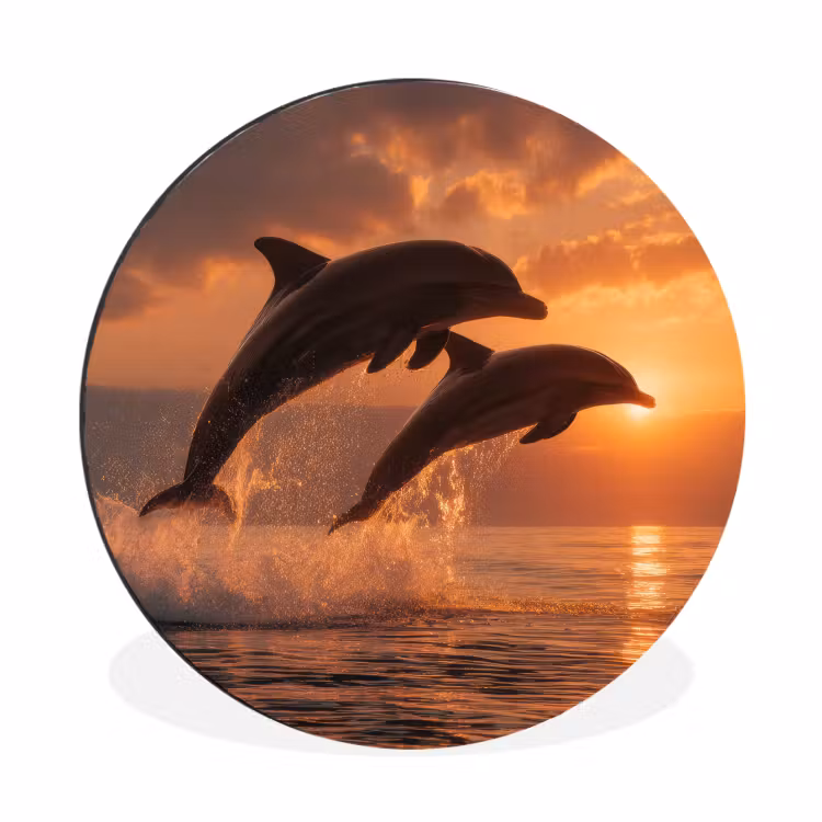 Wandcirkel - Aluminium - Dolfijnen - Zee - Realistisch — 1