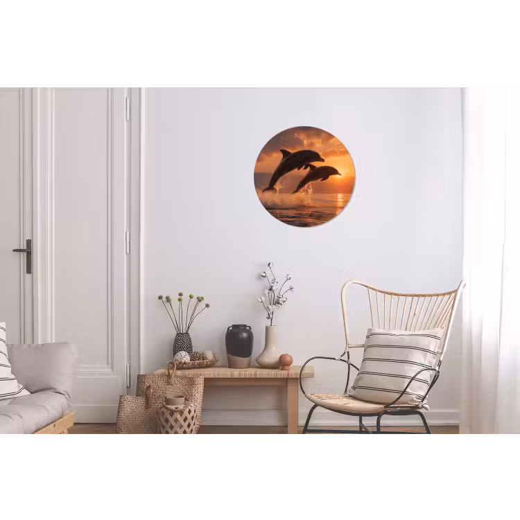 Wandcirkel - Aluminium - Dolfijnen - Zee - Realistisch — 2