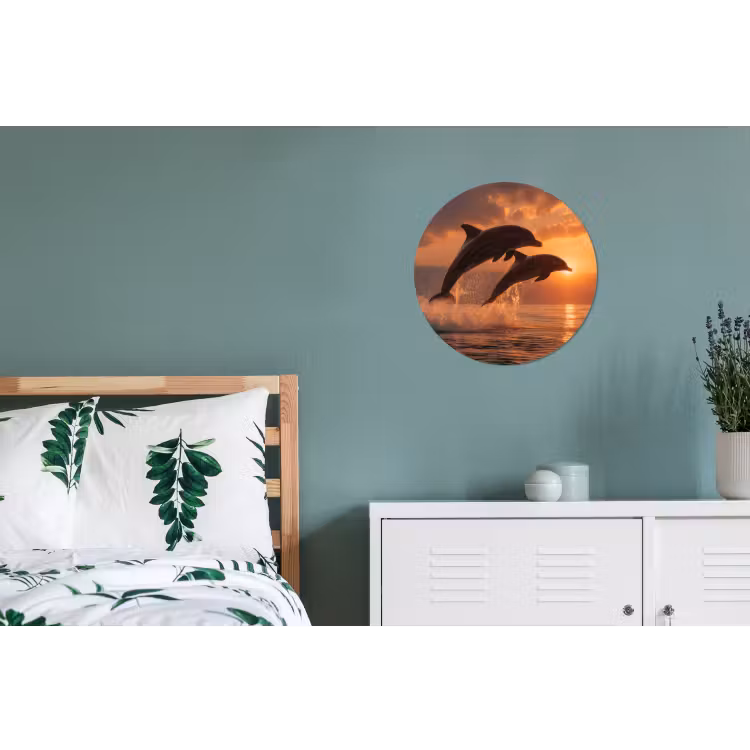Wandcirkel - Aluminium - Dolfijnen - Zee - Realistisch — 4