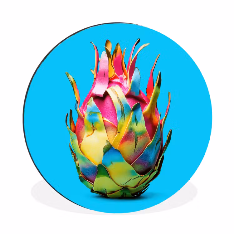 Wandcirkel - Aluminium - Drakenfruit - Blauw - Levendig — 1