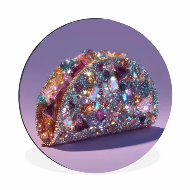 Wandcirkel - Aluminium - Edelstenen - Glitters - Paars - Kleurrijk — 1