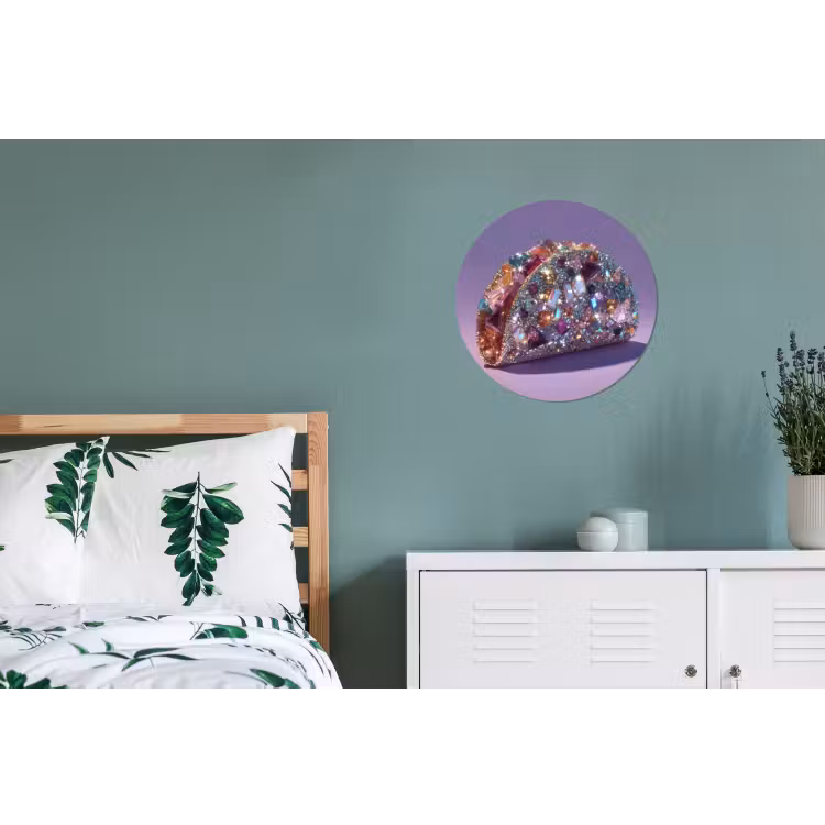 Wandcirkel - Aluminium - Edelstenen - Glitters - Paars - Kleurrijk — 4