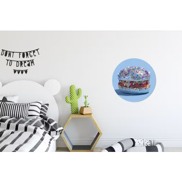 Wandcirkel - Aluminium - Glitters - Hamburger - Blauw — 5