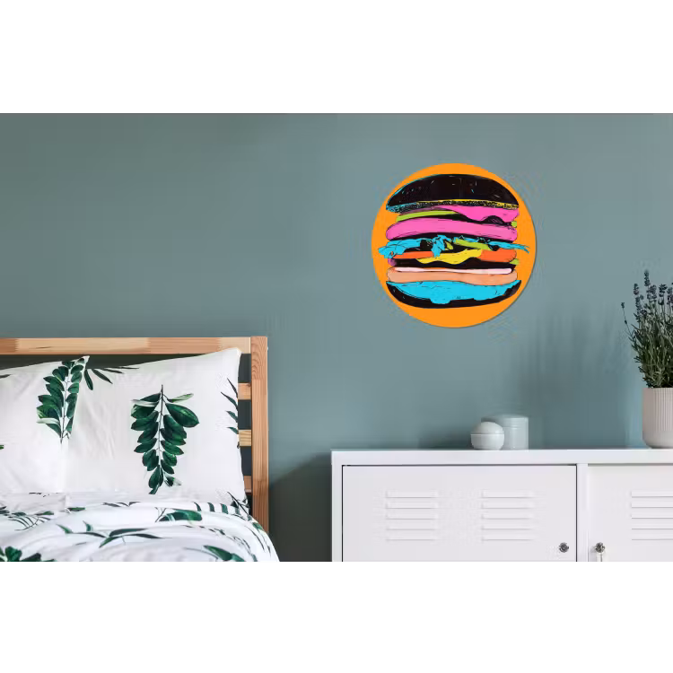 Wandcirkel - Aluminium - Hamburger - Kleurrijk - Speels — 4