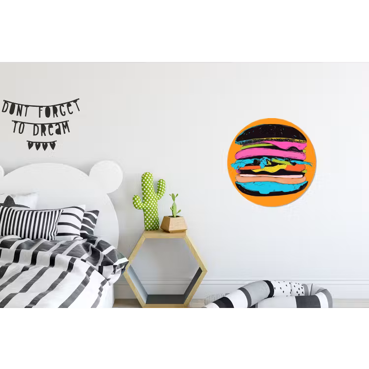Wandcirkel - Aluminium - Hamburger - Kleurrijk - Speels — 5