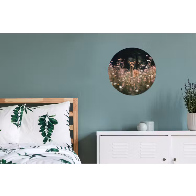 Wandcirkel - Aluminium - Hert - Wilde bloemen - Bos — 4