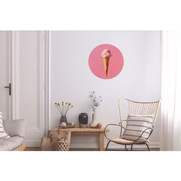 Wandcirkel - Aluminium - Hoorntje - Schepijs - Roze — 2