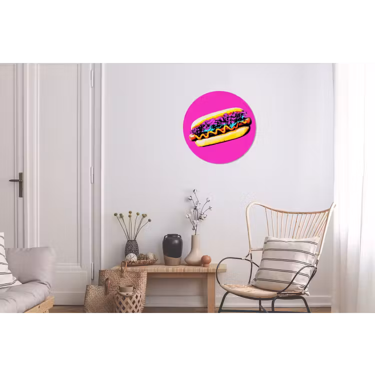 Wandcirkel - Aluminium - Hotdog - Roze - Retro — 2