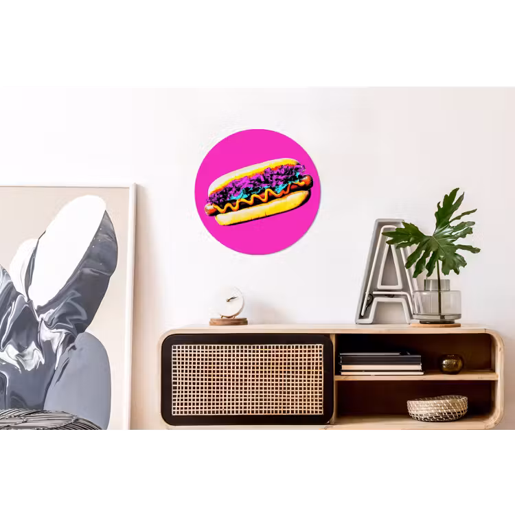 Wandcirkel - Aluminium - Hotdog - Roze - Retro — 3