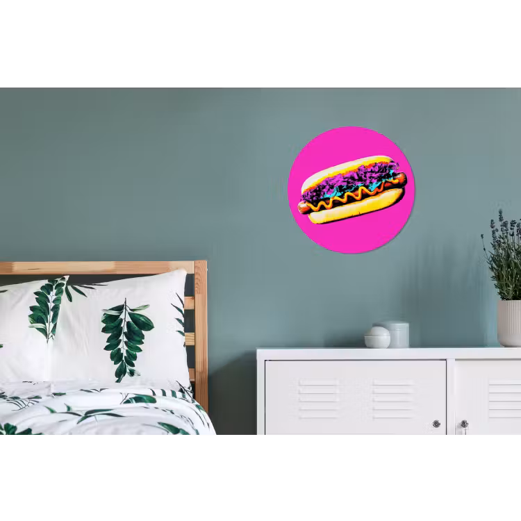 Wandcirkel - Aluminium - Hotdog - Roze - Retro — 4