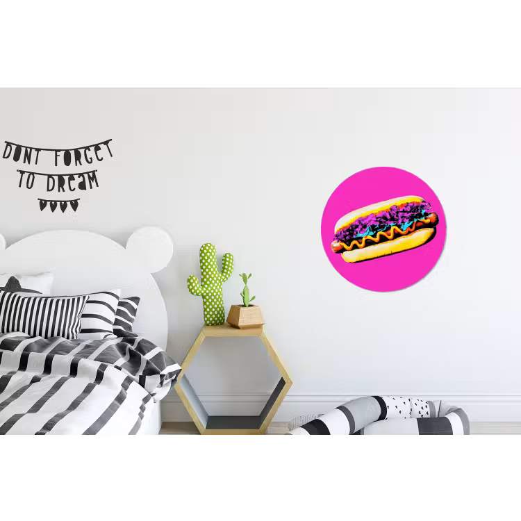 Wandcirkel - Aluminium - Hotdog - Roze - Retro — 5