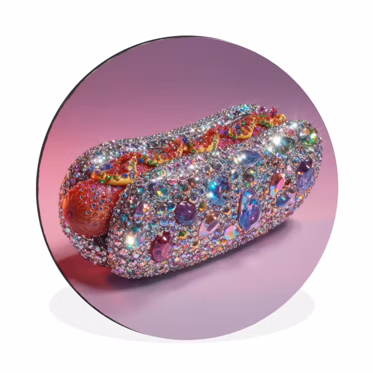 Wandcirkel - Aluminium - Hotdog - Steentjes - Glitters - Paars — 1