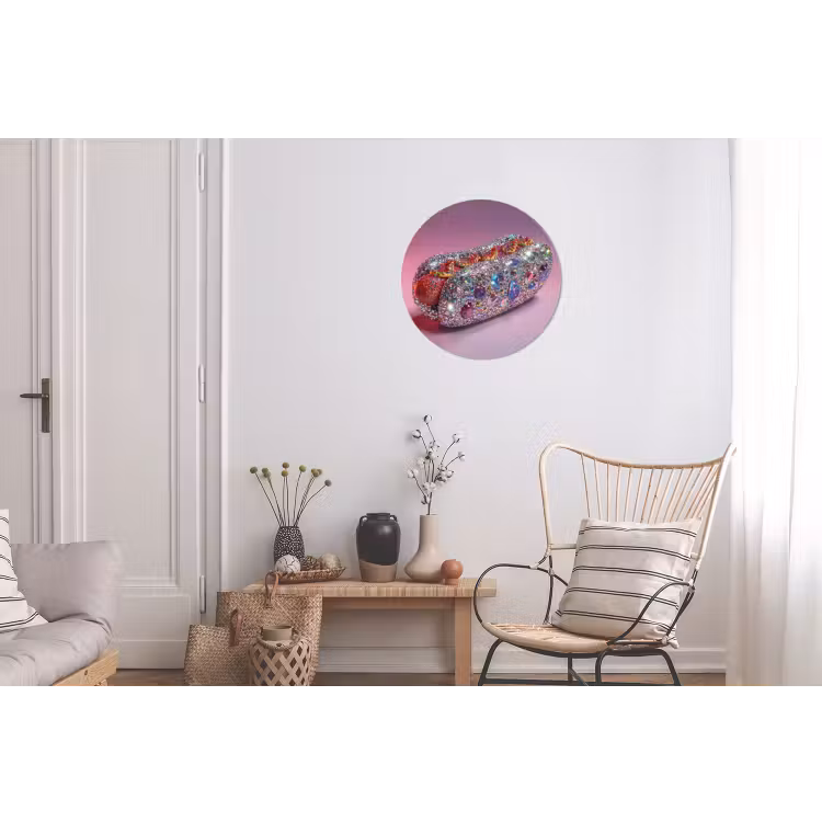 Wandcirkel - Aluminium - Hotdog - Steentjes - Glitters - Paars — 2