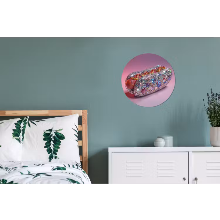 Wandcirkel - Aluminium - Hotdog - Steentjes - Glitters - Paars — 4