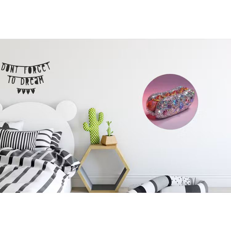 Wandcirkel - Aluminium - Hotdog - Steentjes - Glitters - Paars — 5