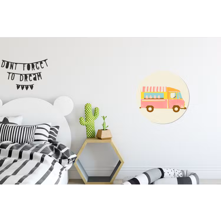 Wandcirkel - Aluminium - Ijskar - Retro - Softijsjes - Roze — 5