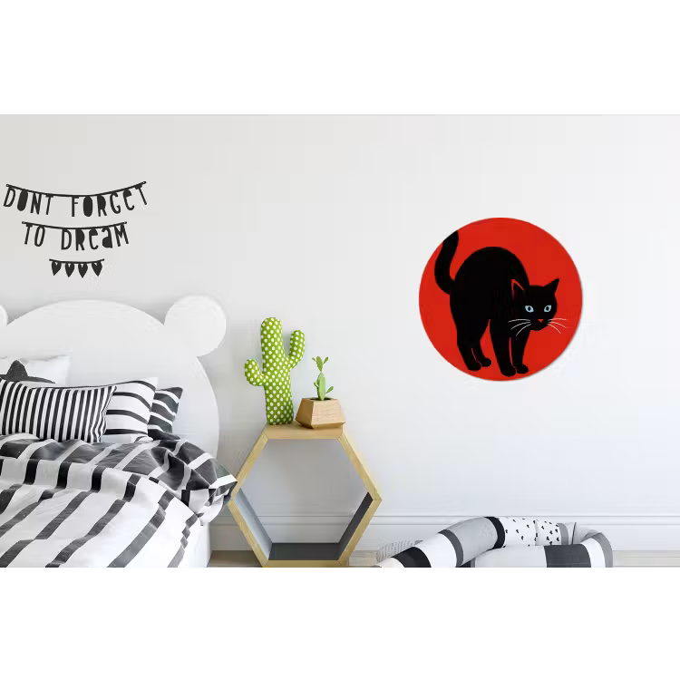 Wandcirkel - Aluminium - Kat - Zwart - Staart — 5