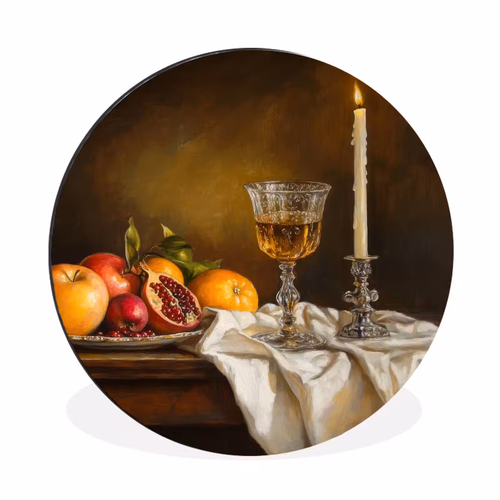 Wandcirkel - Aluminium - Fruit - Stilleven - Wijn - Kaars — 1