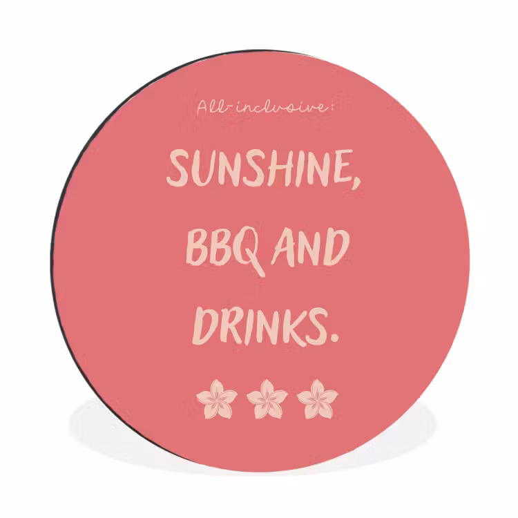 Wandcirkel - Aluminium - BBQ - Quote - Roze - Zomer — 1