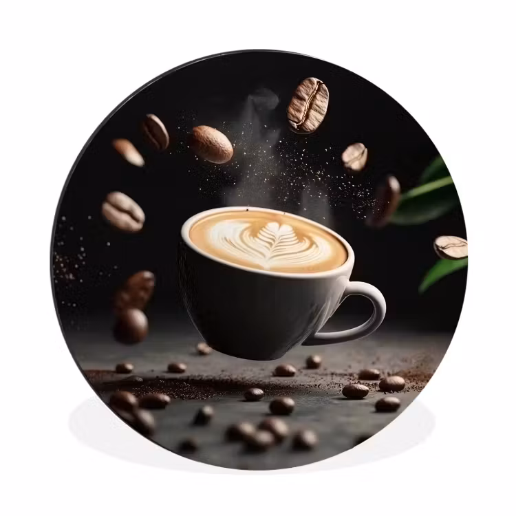 Wandcirkel - Aluminium - Cappuccino - Kop - Bonen - Bruin — 1