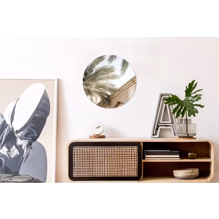 Wandcirkel - Aluminium - Gebouw - Palmbomen - Beige - Zon — 3