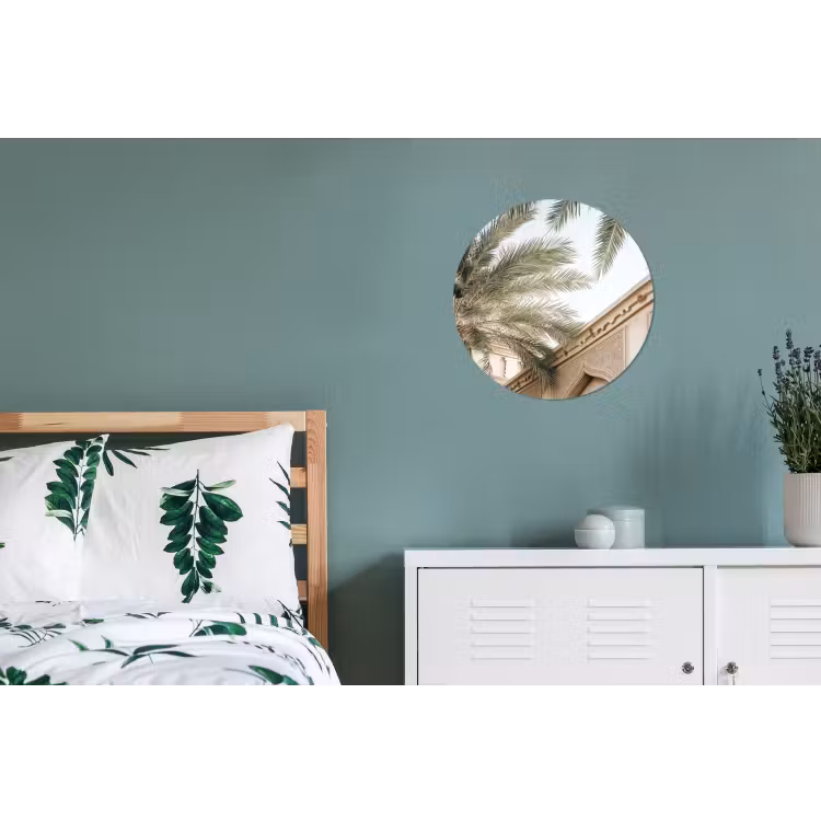 Wandcirkel - Aluminium - Gebouw - Palmbomen - Beige - Zon — 4
