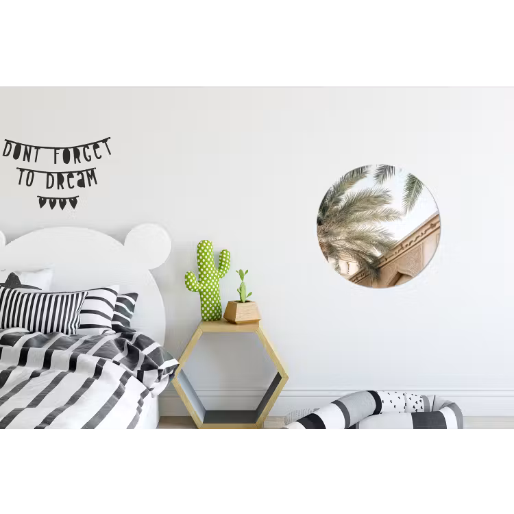 Wandcirkel - Aluminium - Gebouw - Palmbomen - Beige - Zon — 5