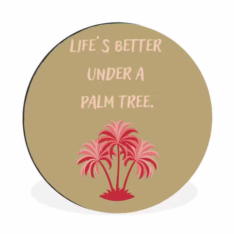 Wandcirkel - Aluminium - Groen - Zomer - Quote - Palmboom — 1