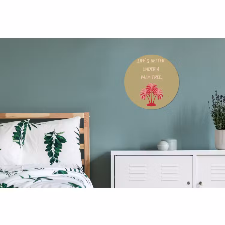 Wandcirkel - Aluminium - Groen - Zomer - Quote - Palmboom — 4