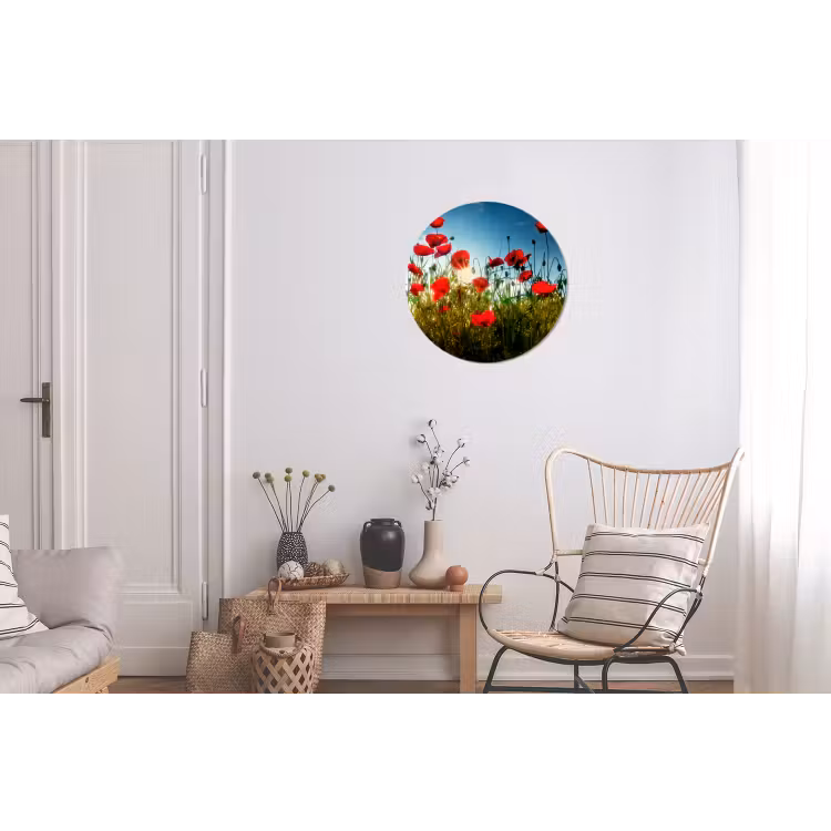 Wandcirkel - Aluminium - Klaprozen - Toscane - Zon - Rood - Blauw — 2