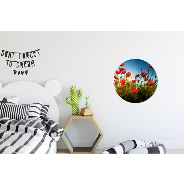 Wandcirkel - Aluminium - Klaprozen - Toscane - Zon - Rood - Blauw — 5