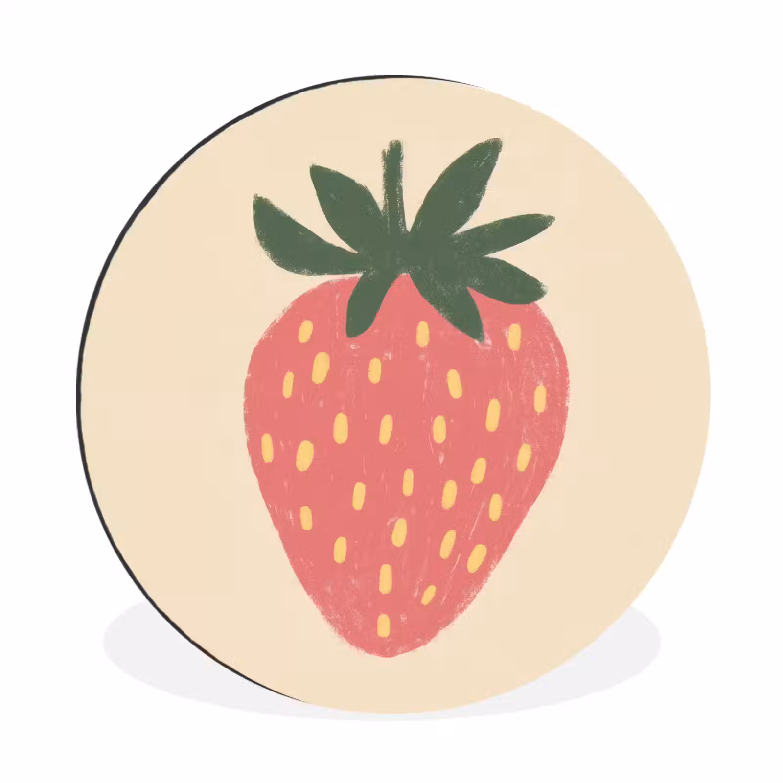 Wandcirkel - Aluminium - Aardbei - Minimalistisch - Rood - Fruit — 1