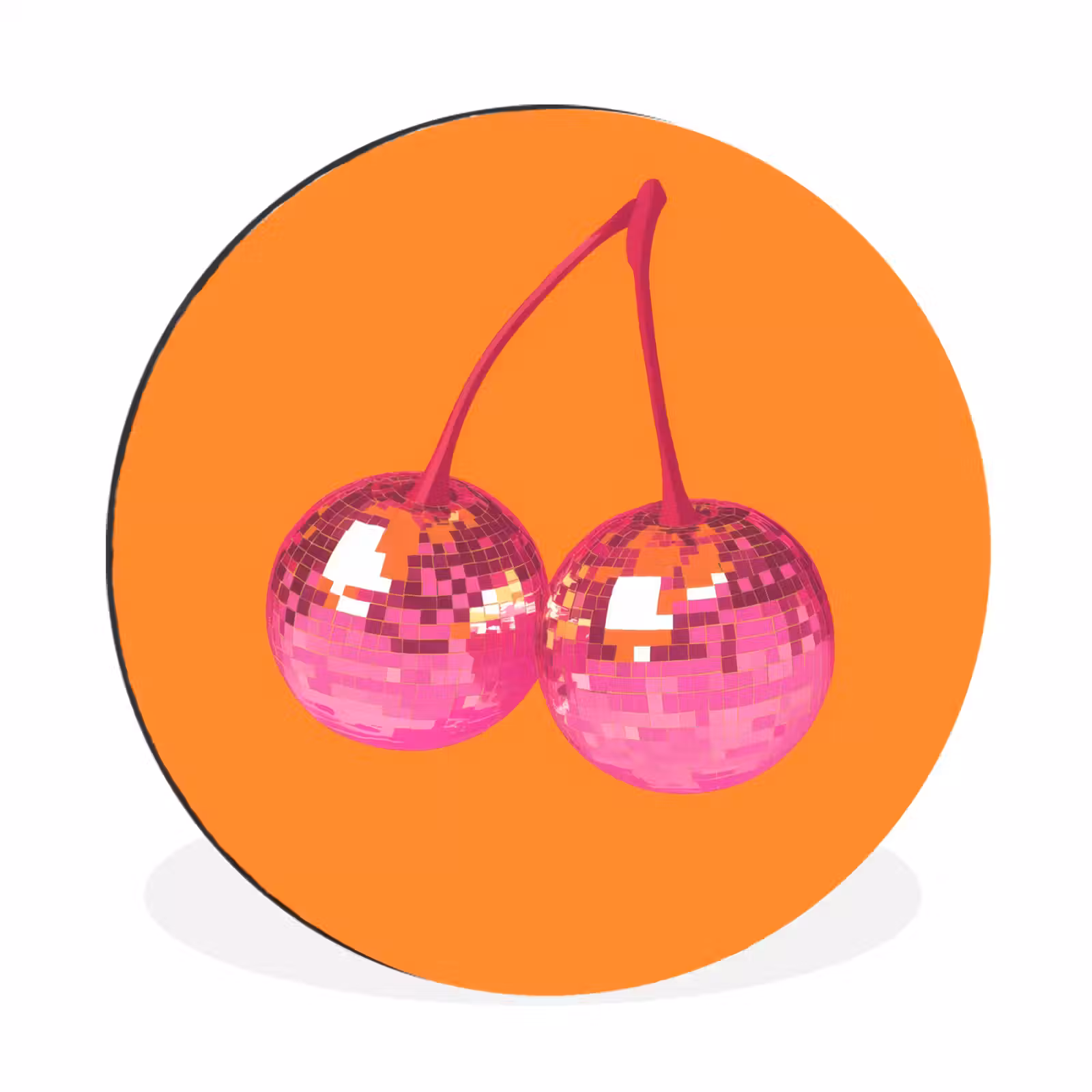 Wandcirkel - Aluminium - Discoballen - Kers - Spiegels - Roze — 1