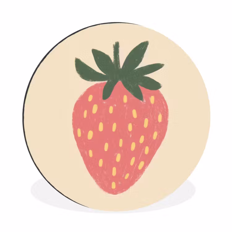 Wandcirkel - Aluminium - Aardbei - Minimalistisch - Rood - Fruit — 1