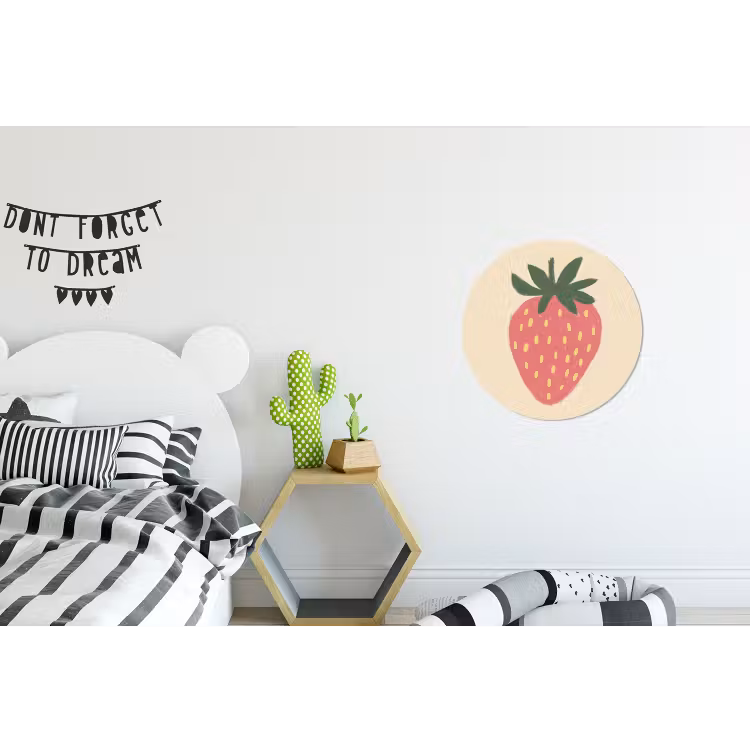 Wandcirkel - Aluminium - Aardbei - Minimalistisch - Rood - Fruit — 5
