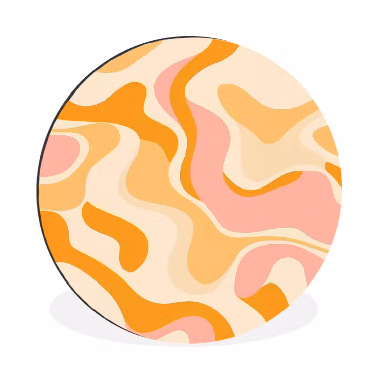 Wandcirkel - Aluminium - Abstract - Golvend - Oranje — 1
