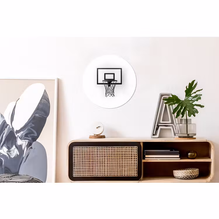 Wandcirkel - Aluminium - Basketbalbord - Minimalistisch - Zwart — 3