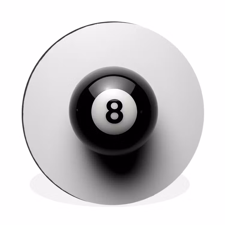 Wandcirkel - Aluminium - Biljartbal - Getal - Acht - Wit — 1