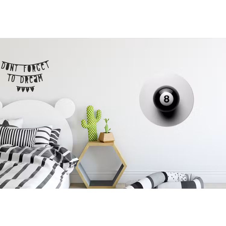 Wandcirkel - Aluminium - Biljartbal - Getal - Acht - Wit — 5
