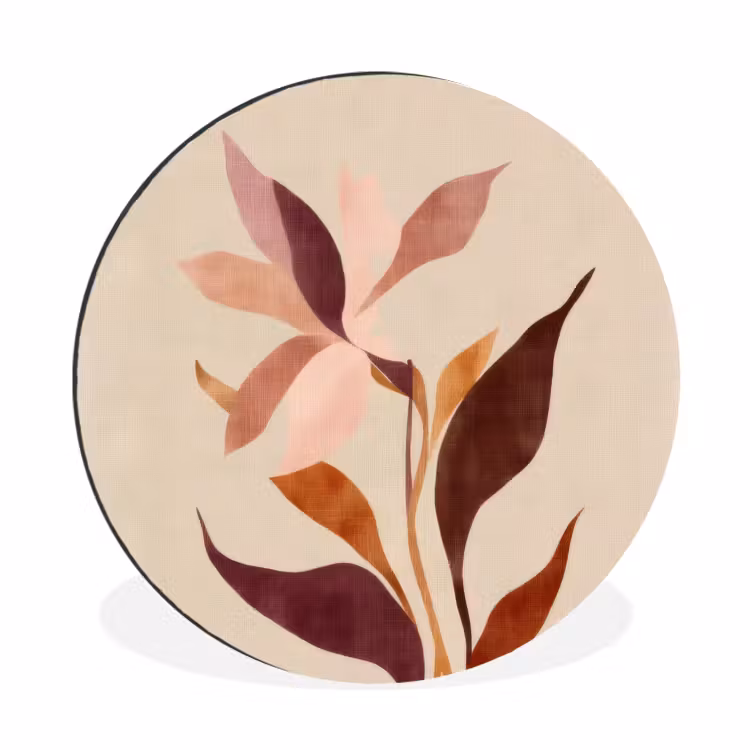 Wandcirkel - Aluminium - Bloemen - Blaadjes - Minimalistisch - Roze — 1