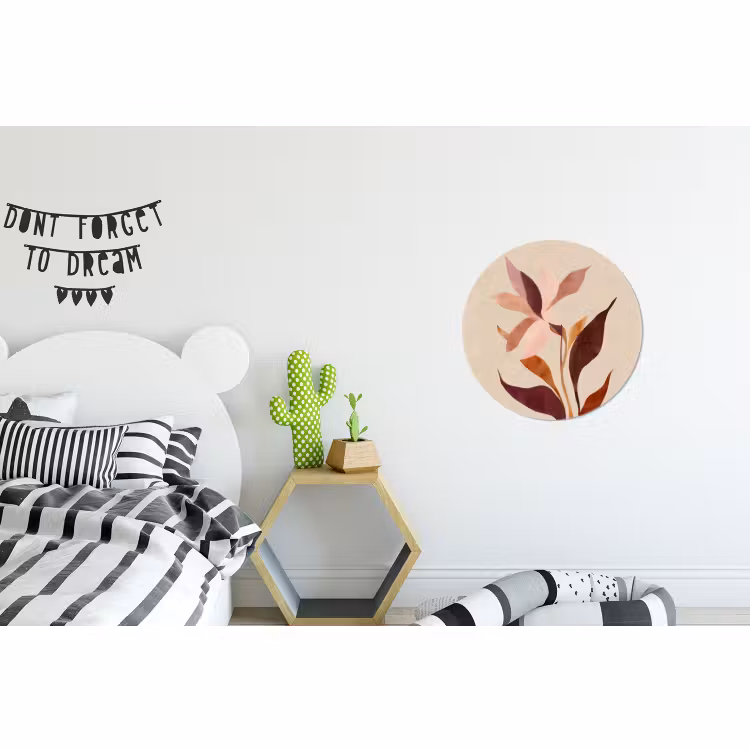 Wandcirkel - Aluminium - Bloemen - Blaadjes - Minimalistisch - Roze — 5