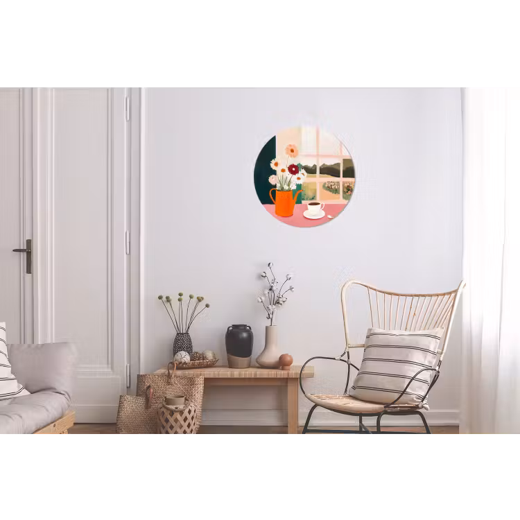 Wandcirkel - Aluminium - Bloemen - Koffie - Raam — 2