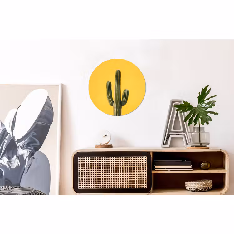 Wandcirkel - Aluminium - Cactus - Groen - Minimalistisch — 3