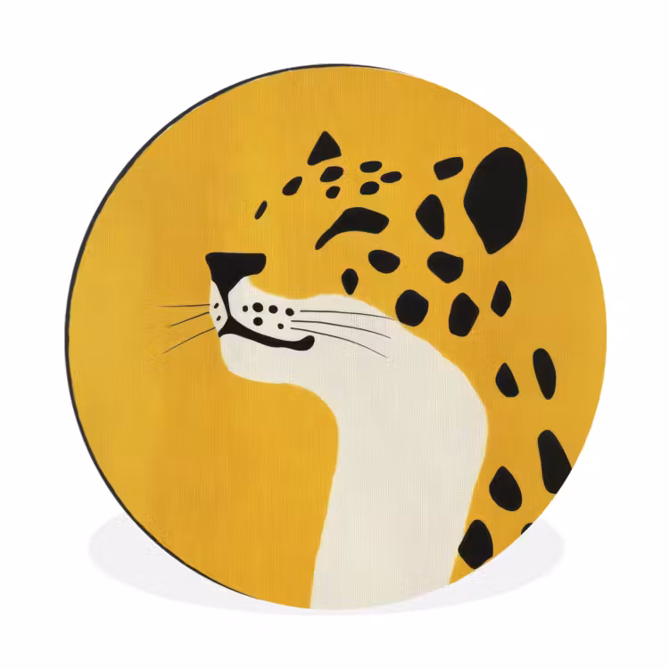 Wandcirkel - Aluminium - Cheetah - Illustratie - Geel — 1