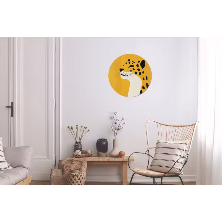 Wandcirkel - Aluminium - Cheetah - Illustratie - Geel — 2