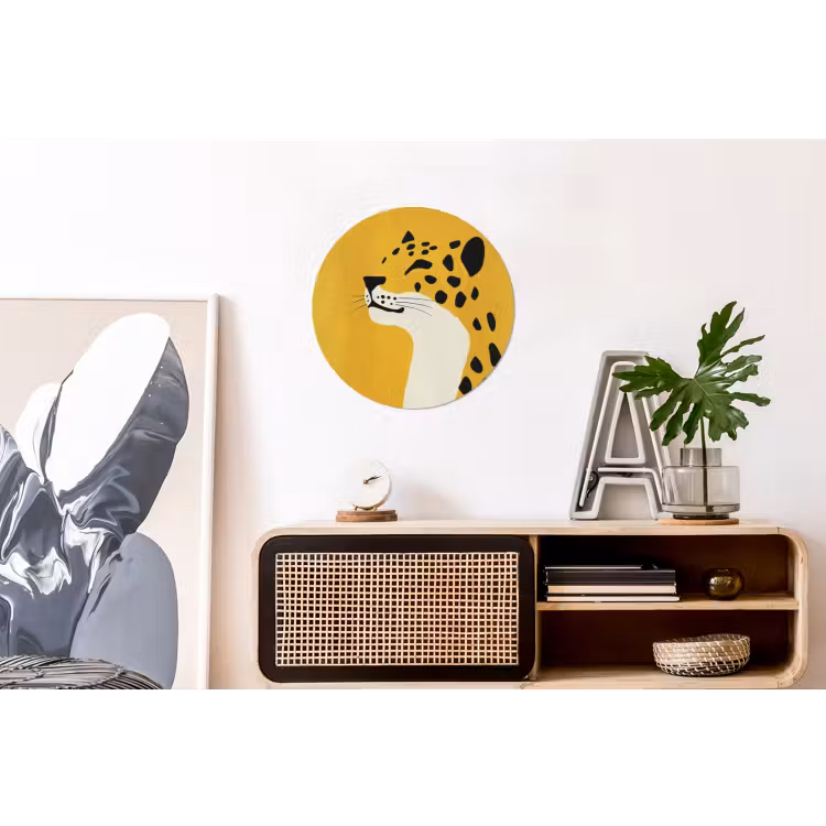 Wandcirkel - Aluminium - Cheetah - Illustratie - Geel — 3